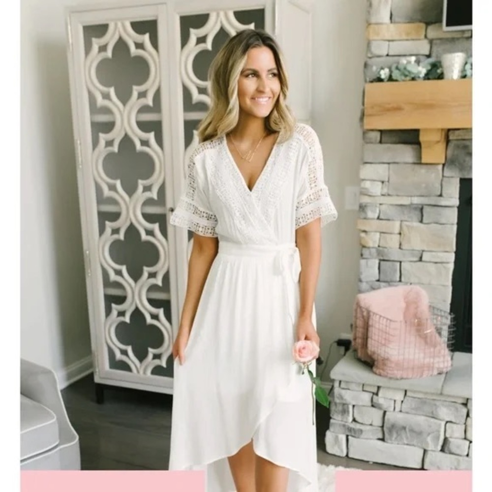 Magnolia Boutique Crochet High Low Wrap Dress